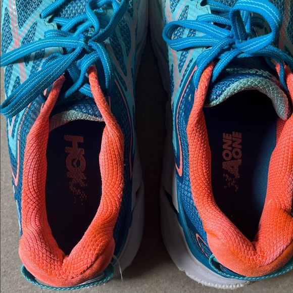 Hoka Clifton 3 Women’s Blue and Orange Sneakers sz 8.5 - Picture 2 of 8